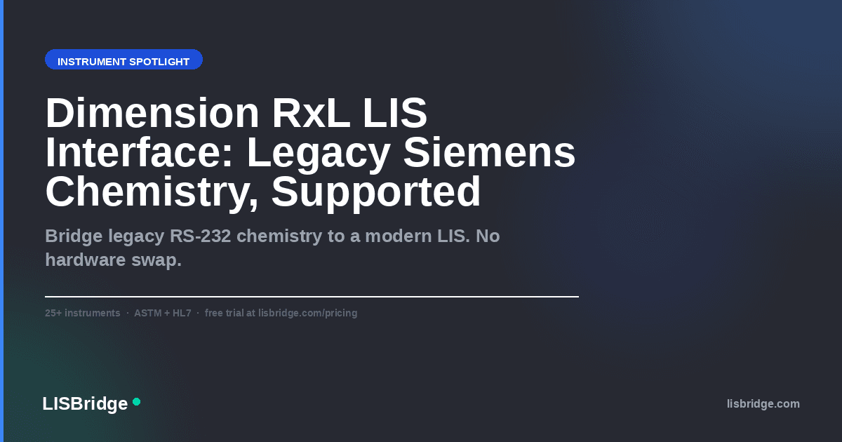 Dimension RxL LIS Interface: Legacy Siemens Chemistry, Supported